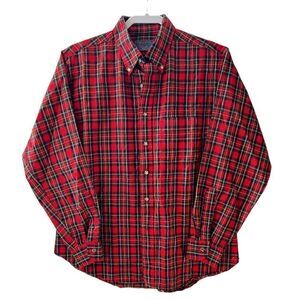 VTG Sir Pendleton Red Check Plaid Wool Oxford Button Down Shirt Size Large
